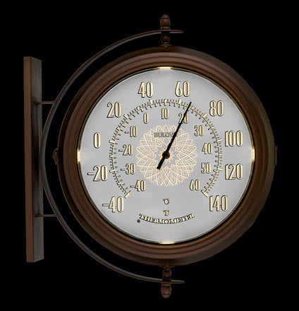 Bulova Town Crier Bronze Outdoor Double-Sided Clock Thermometer