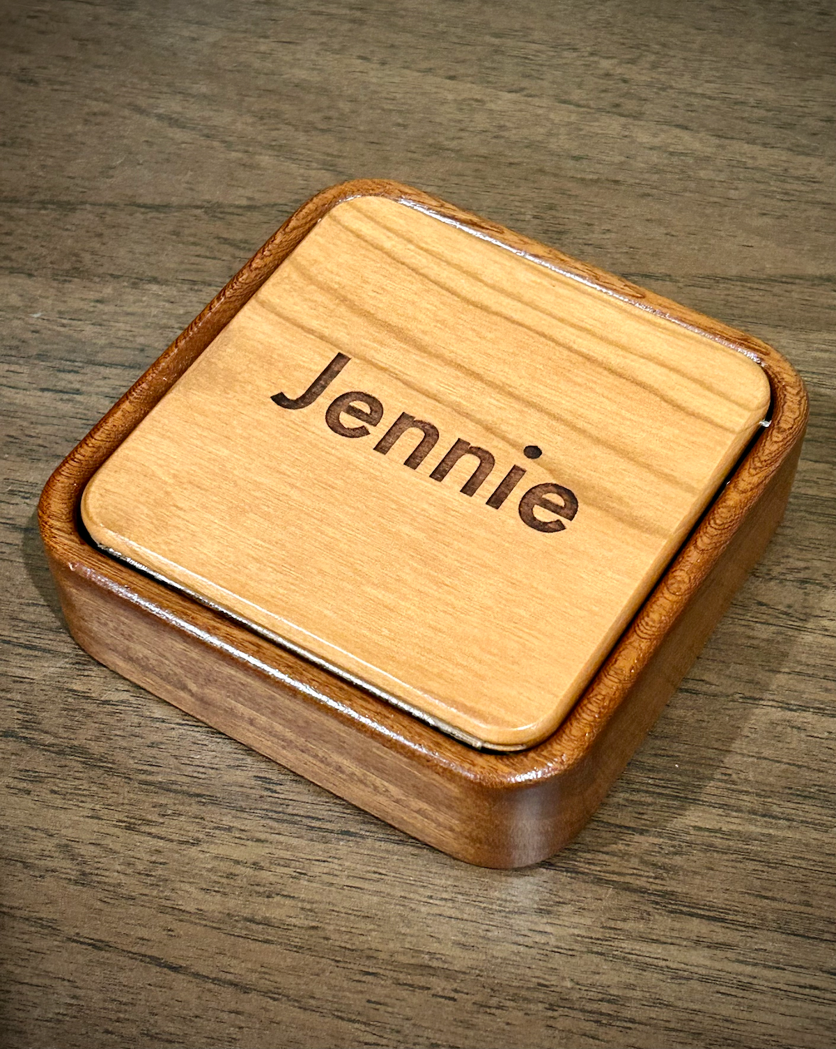 Handmade Wood Flip Top Photo Keepsake Box