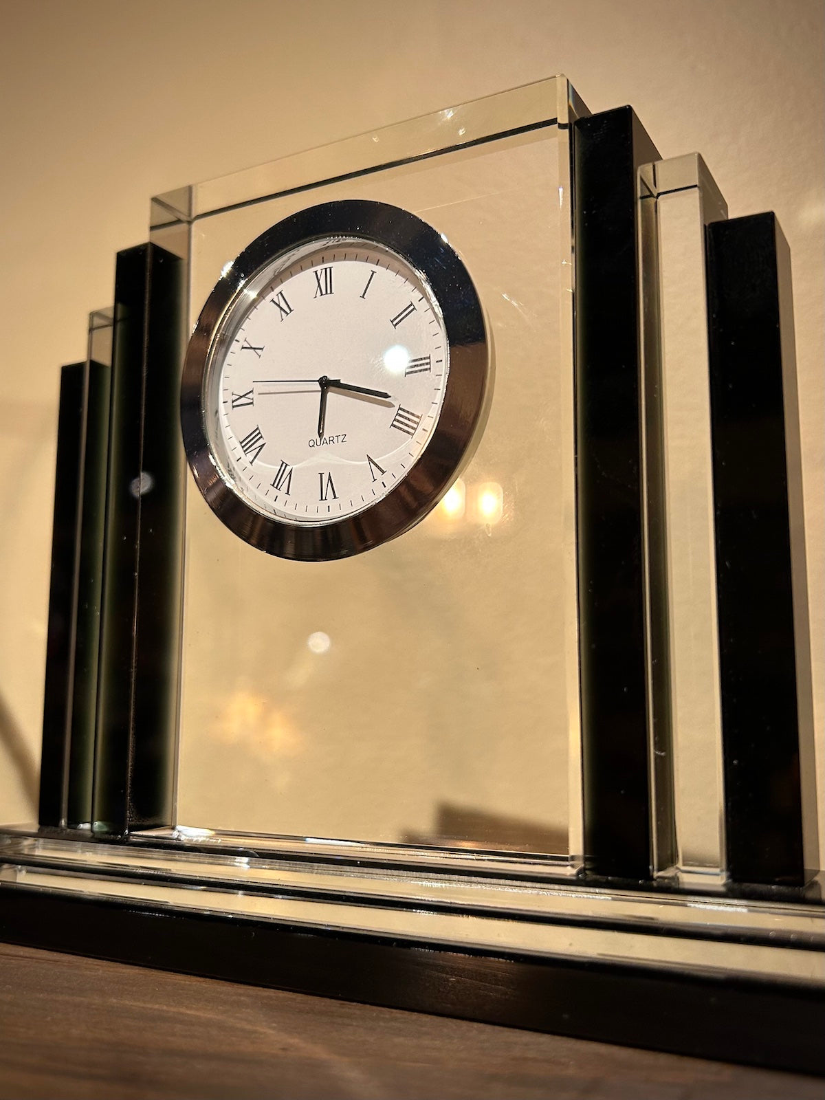 Clear & Black Crystal Deco Tower Clock