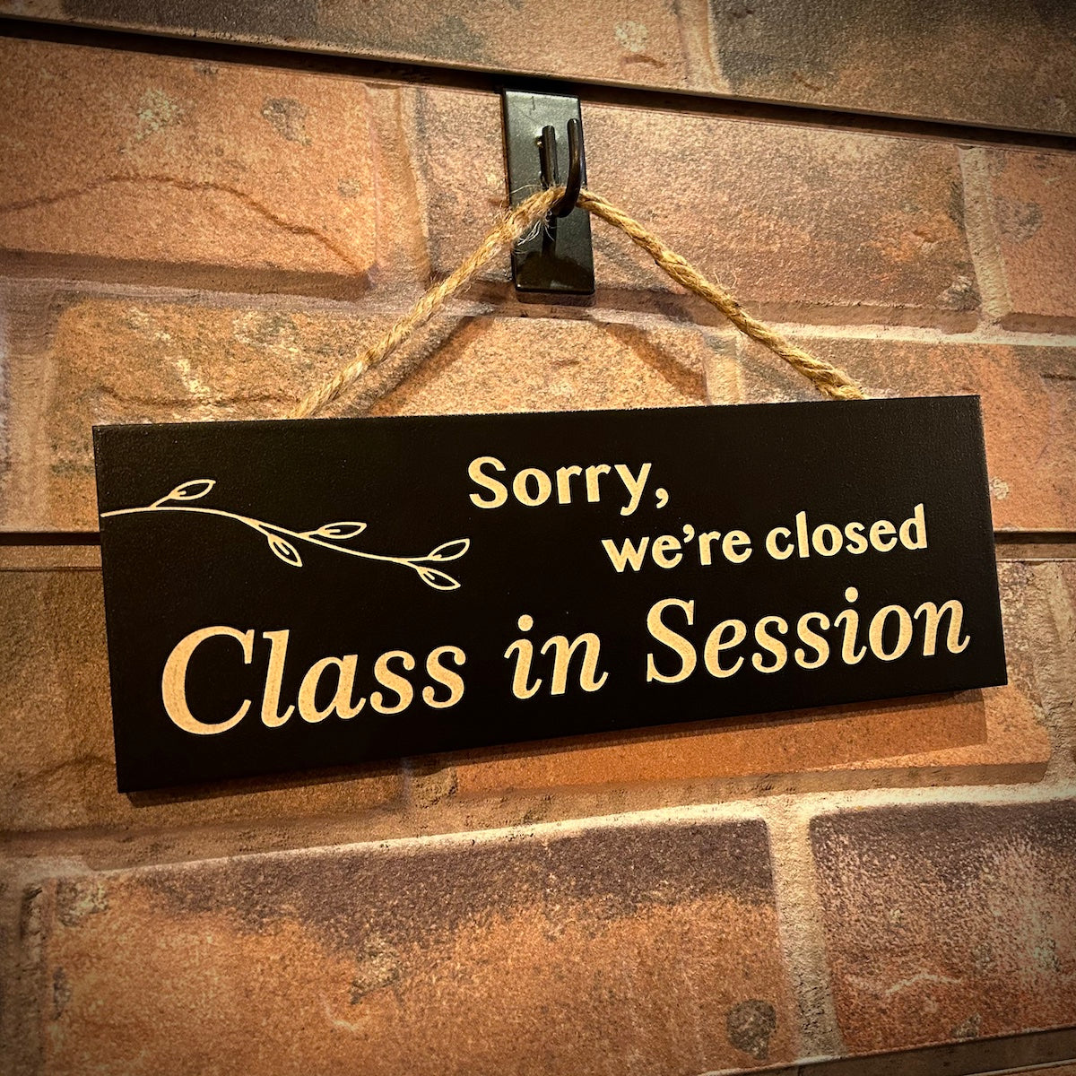 Handmade Painted Wood & Rope Hanging Sign (Black or White)