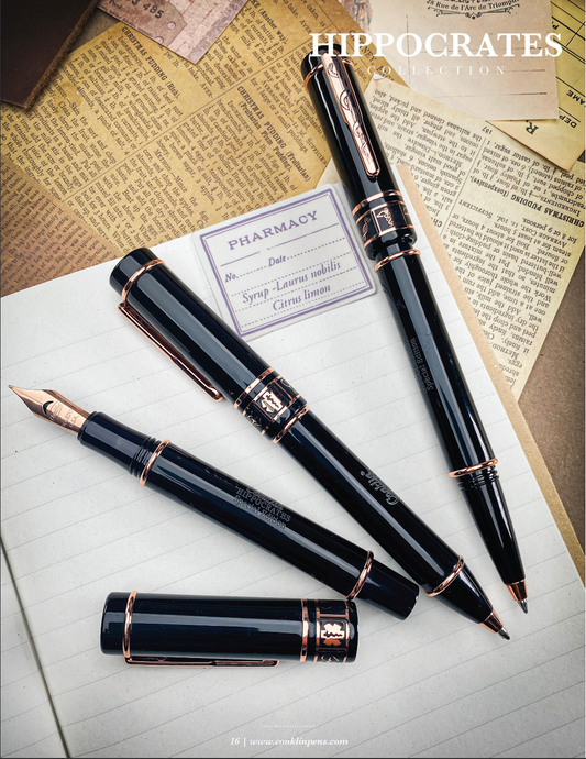 Conklin Hippocrates Black & 18kt Gilded Rose Gold Rollerball Pen