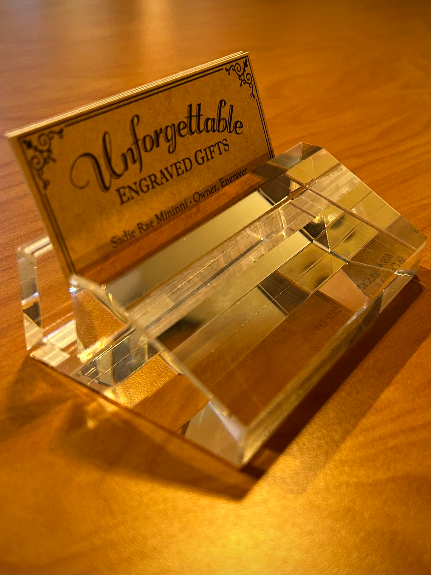 Crystal Desk Business Card Holder