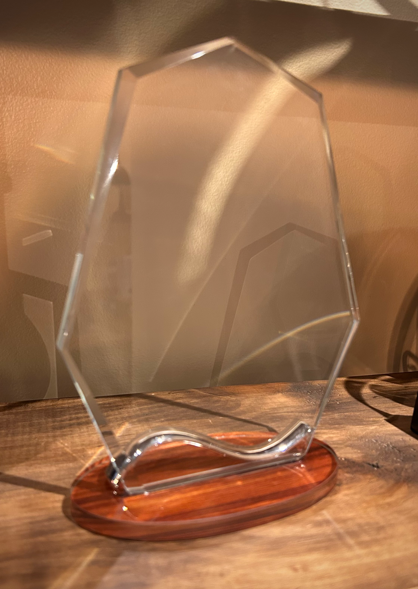 Crystal Summit with Wood Base Award