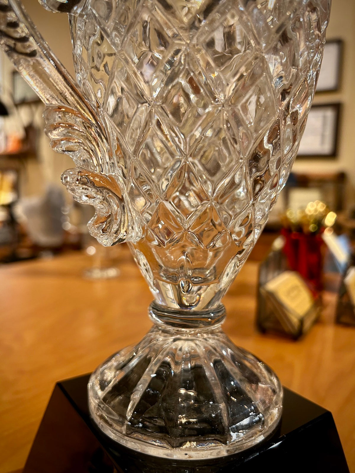 Cut Crystal Trophy Cup on Black Base