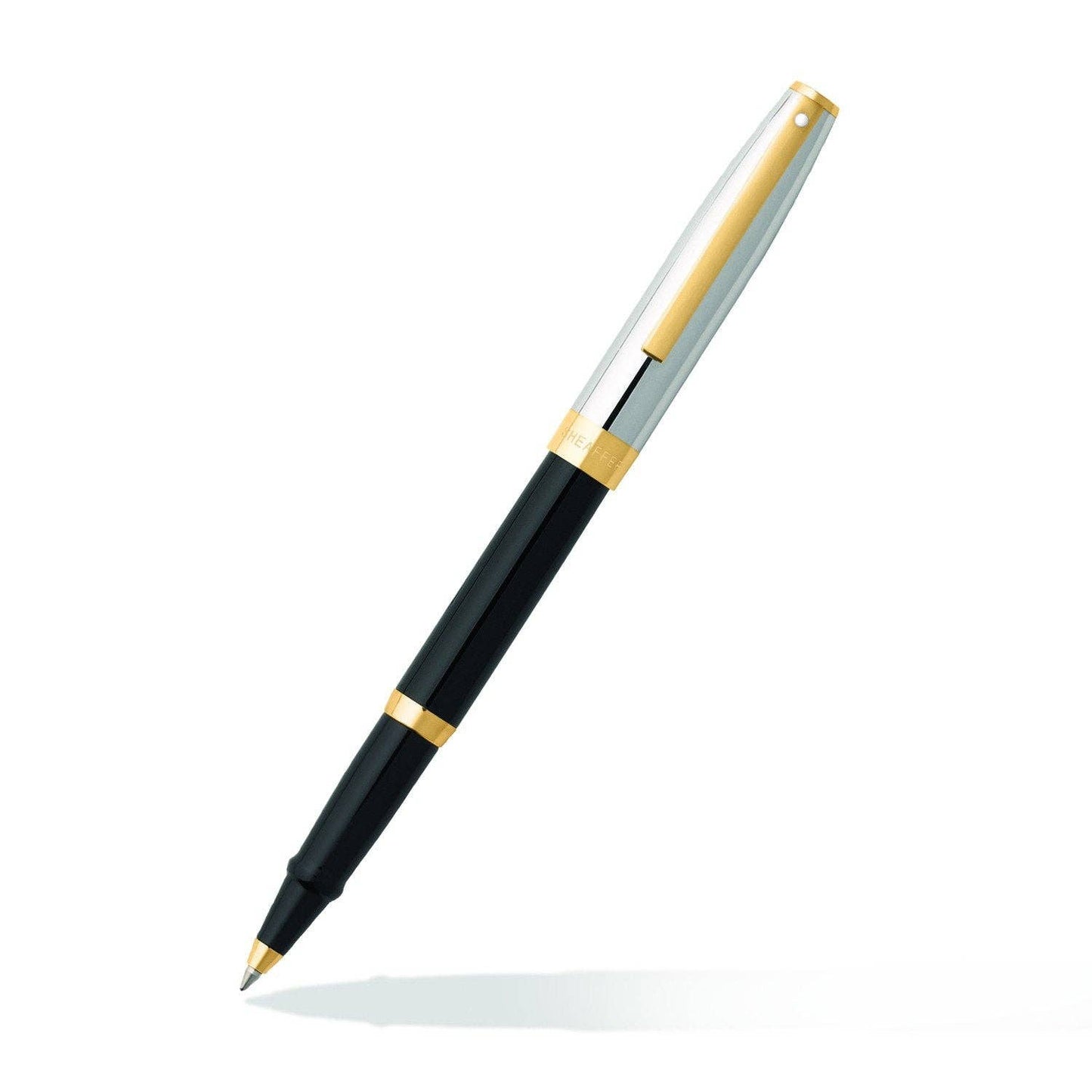 Sheaffer Sagaris 9475 Gloss Black Barrel and Chrome Cap Rollerball Pen with Gold Tone Trim