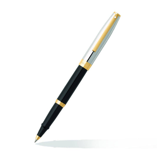 Sheaffer Sagaris 9475 Gloss Black Barrel and Chrome Cap Rollerball Pen with Gold Tone Trim