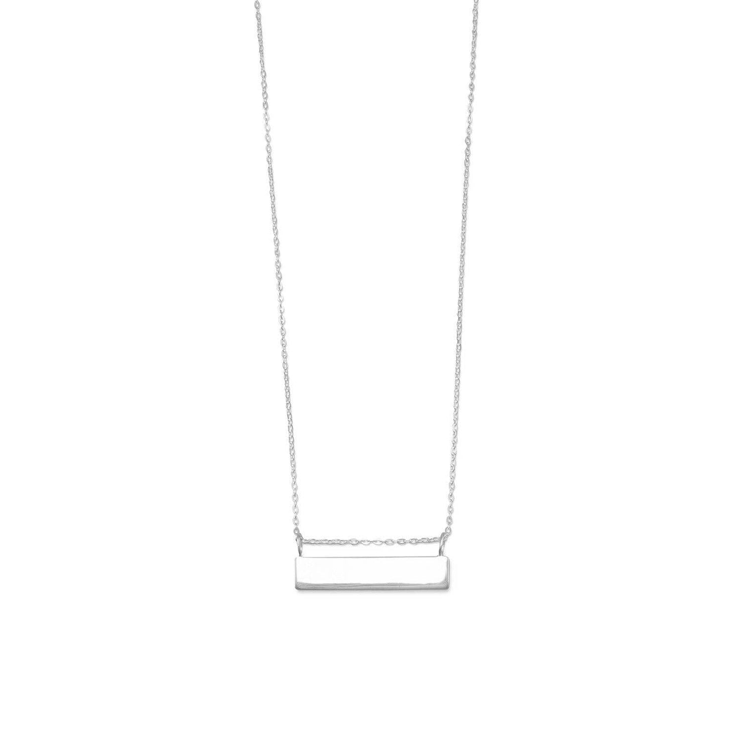 Sterling Silver Horizontal Bar Nameplate Necklace