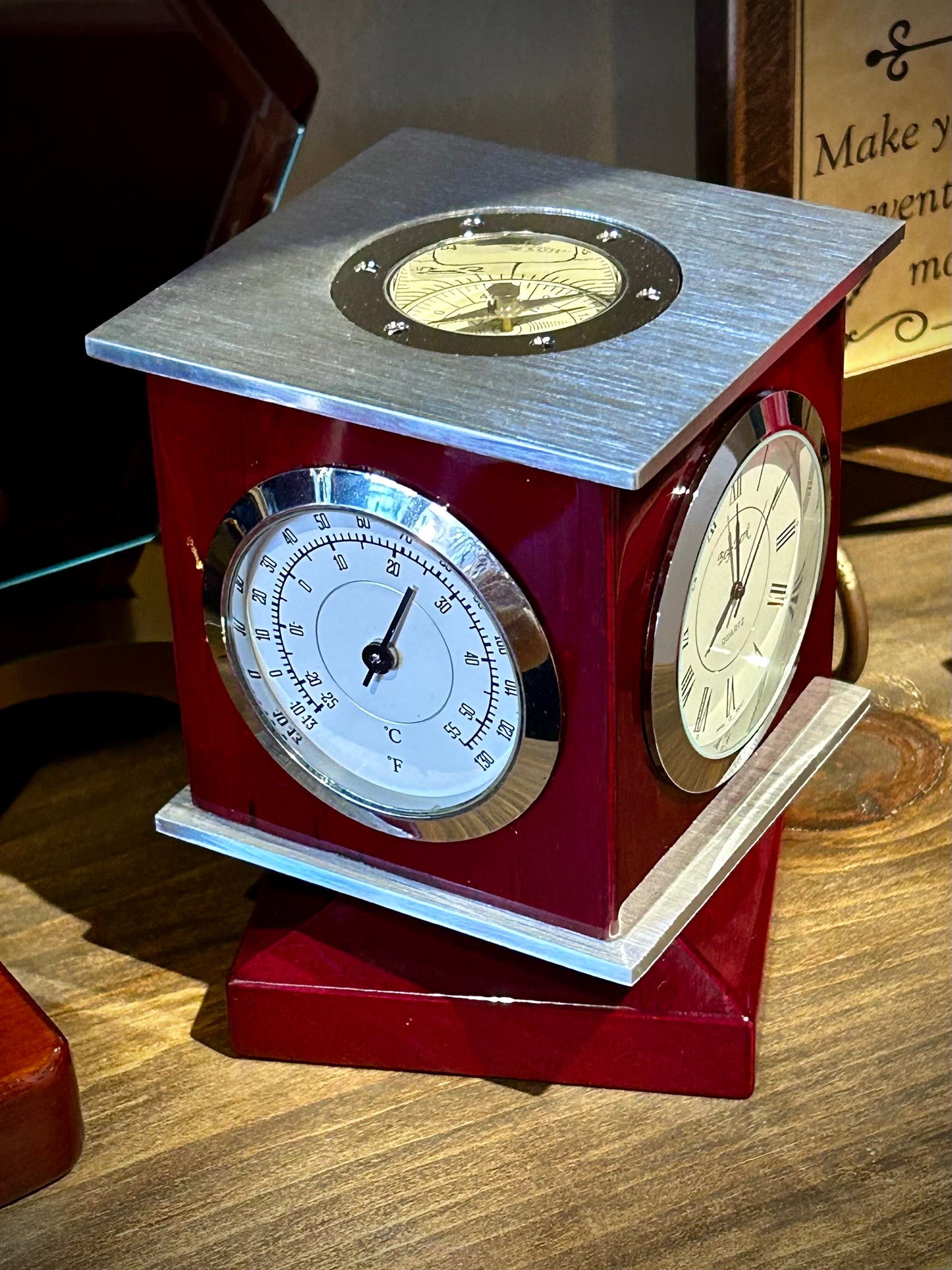 Rosewood Desktop Revolving Weather Station