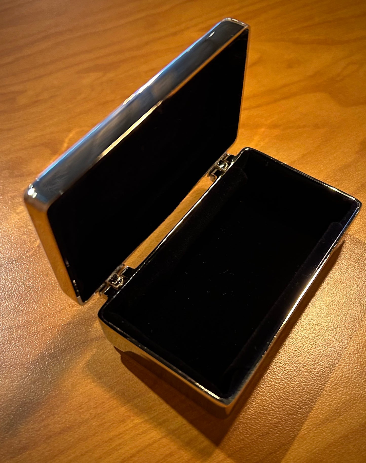 Small Silver Double Velvet Hinged Jewelry Box