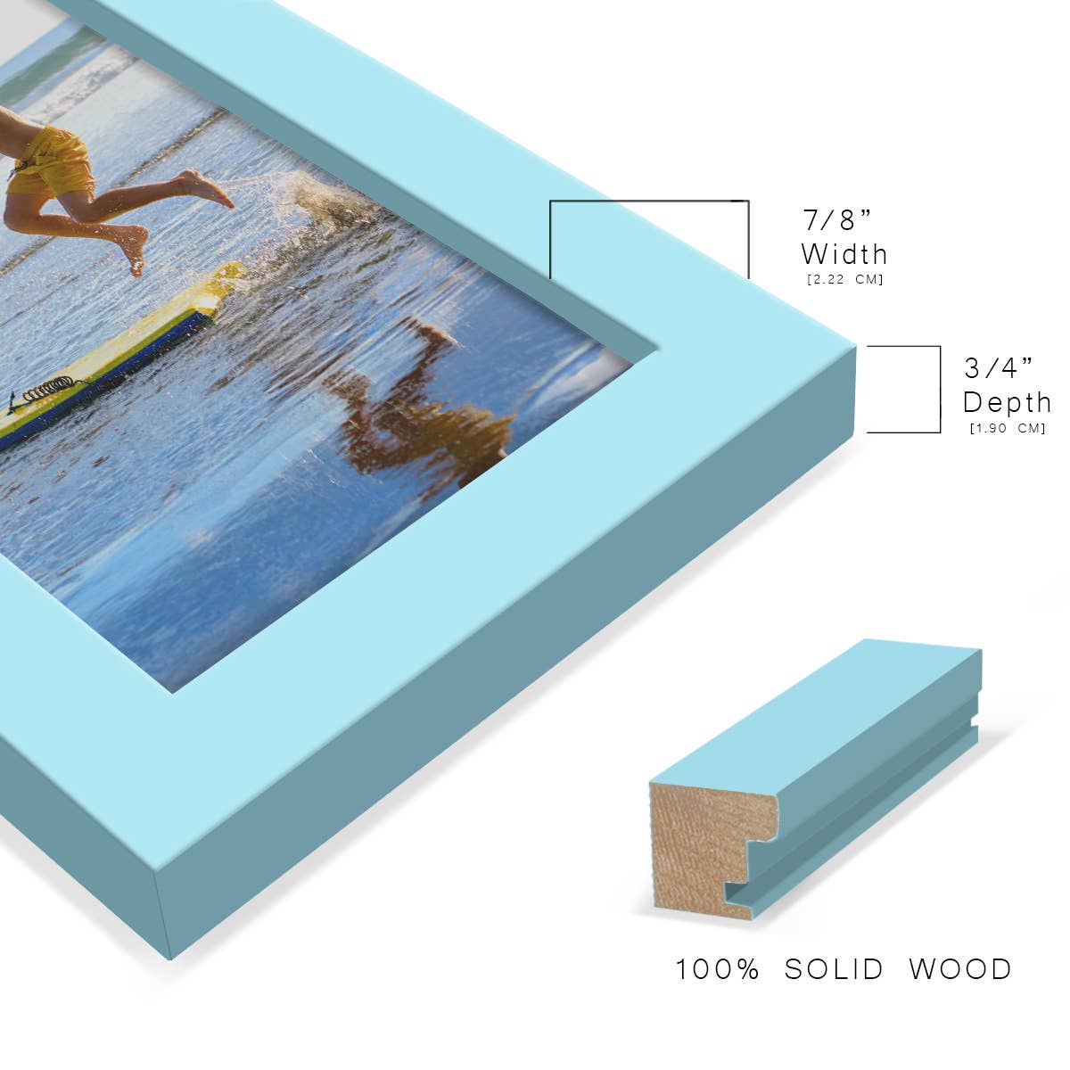 Real Wood 4x6 Modern Light Blue Frame