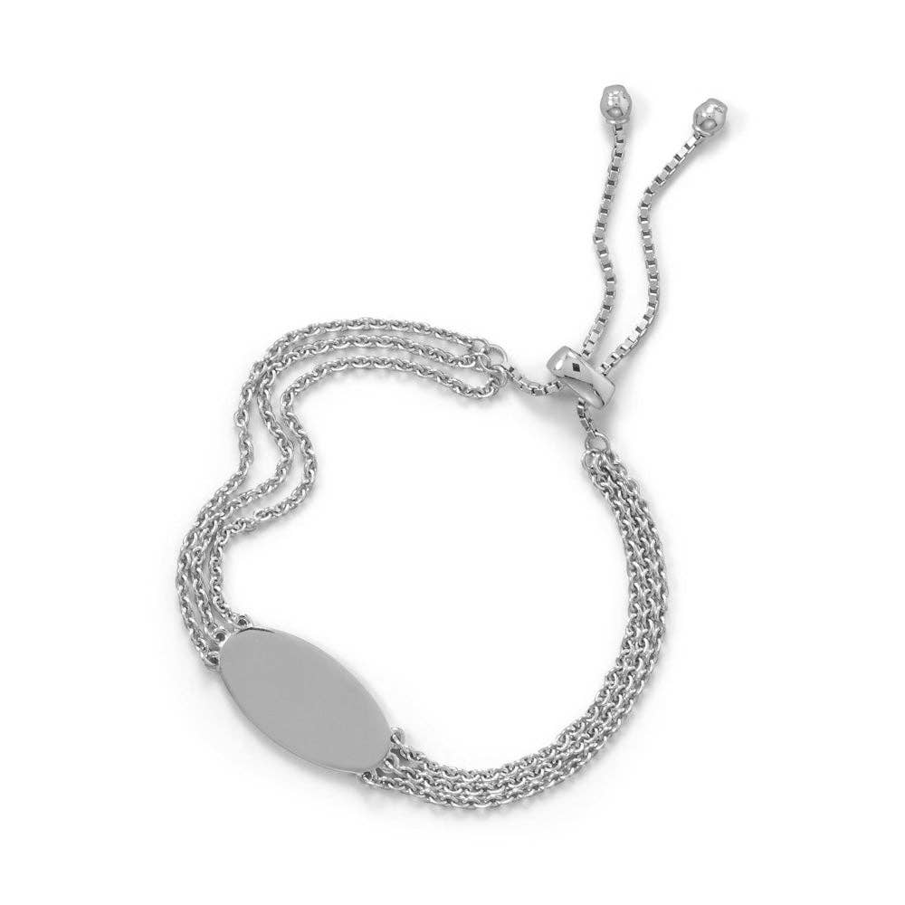 3 Strand Rhodium Plated Sterling Silver Bolo Bracelet