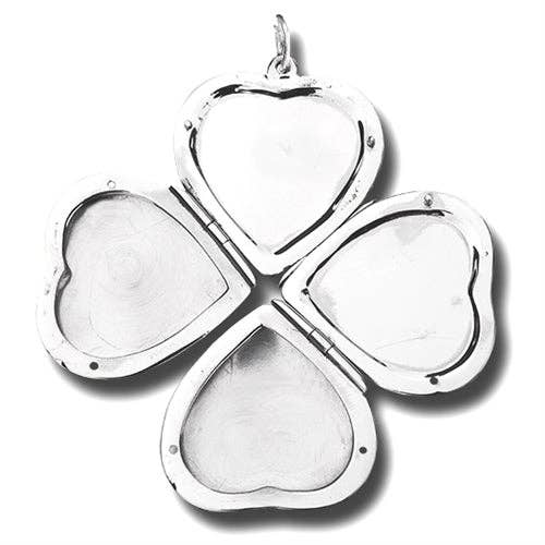 Sterling Silver 4 Panel Heart Photo Locket Necklace
