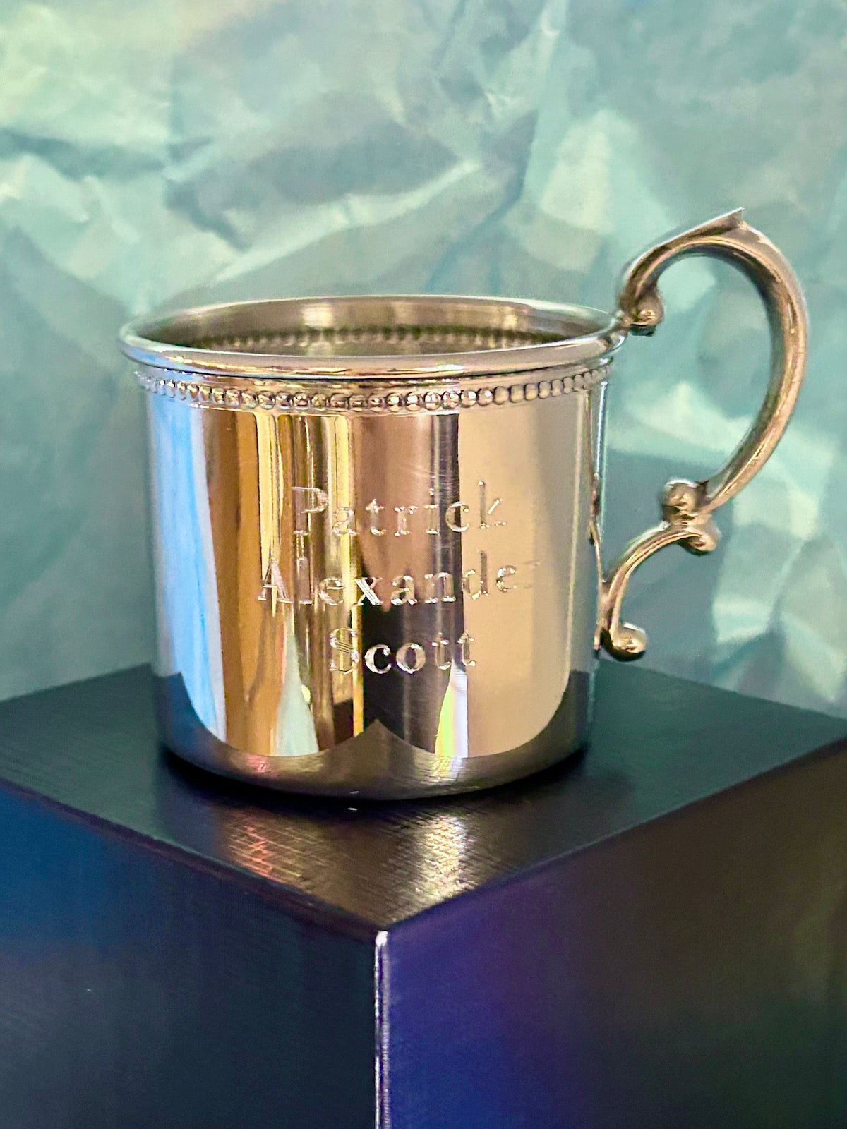 Empire Silver Polished Pewter Beaded Rim Baby Cup