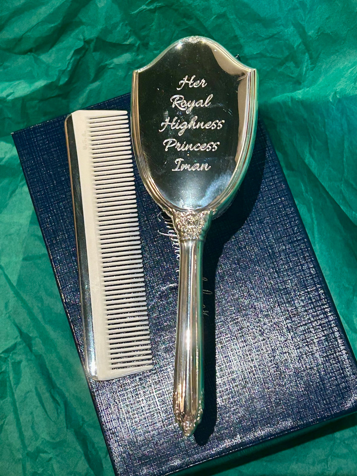 Empire Silver Girls Polished Pewter Brush & Comb Set
