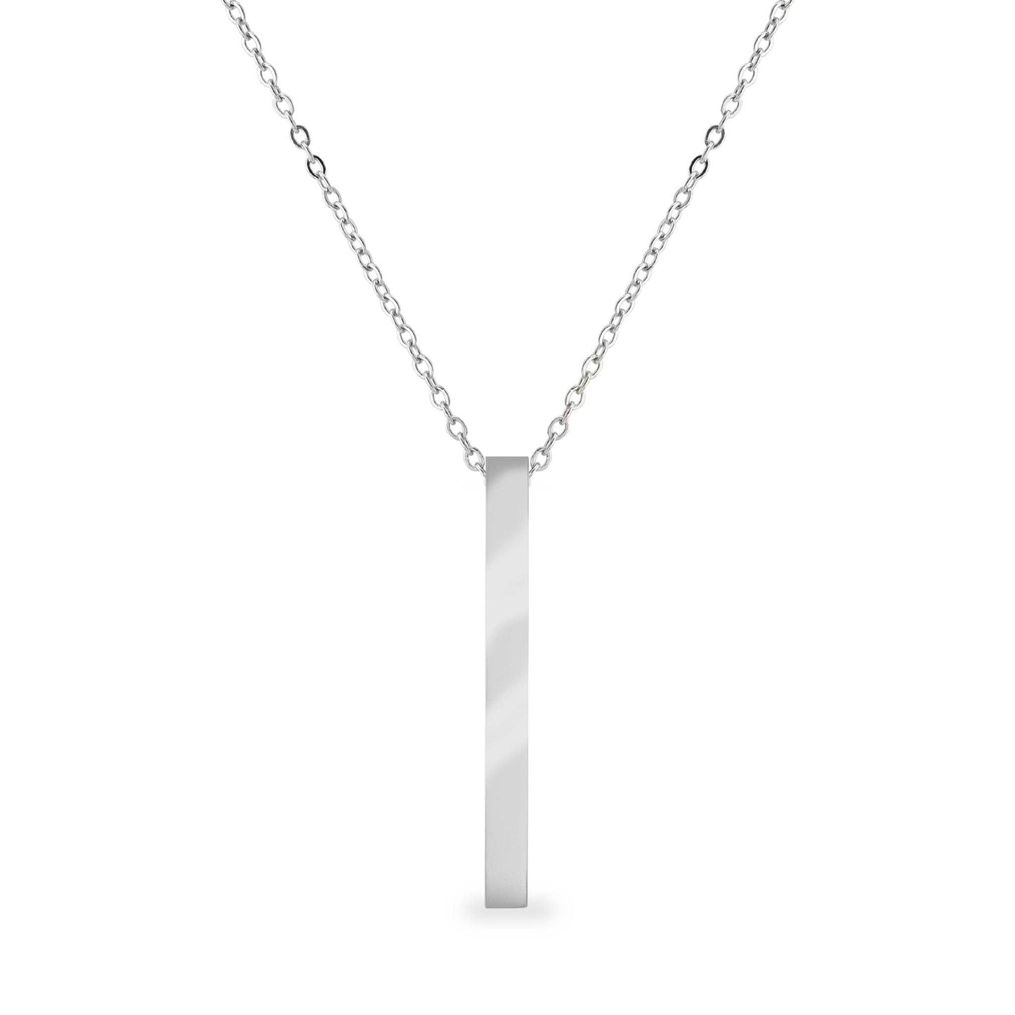 4 Sided Vertical Bar Polished Stainless Steel Necklaces