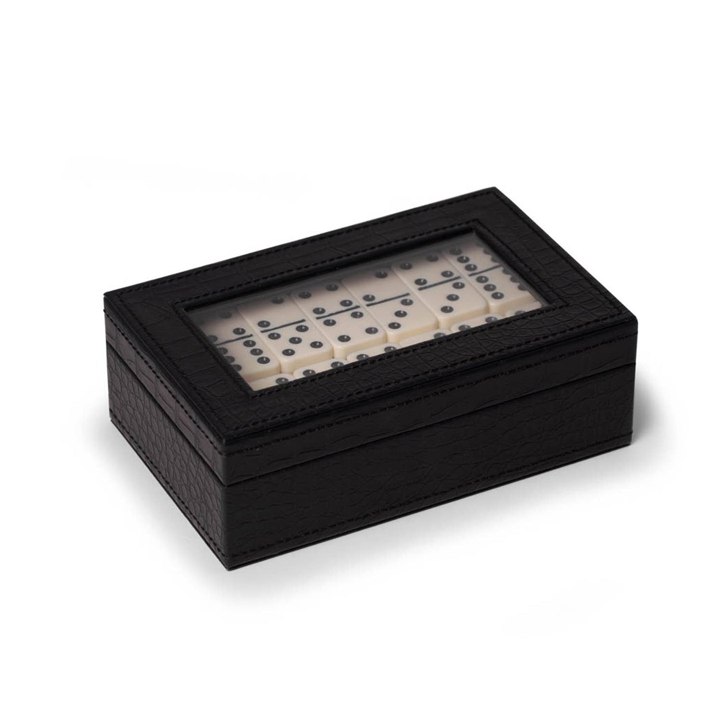 Jaden Domino Set with Black Croc Leather Case