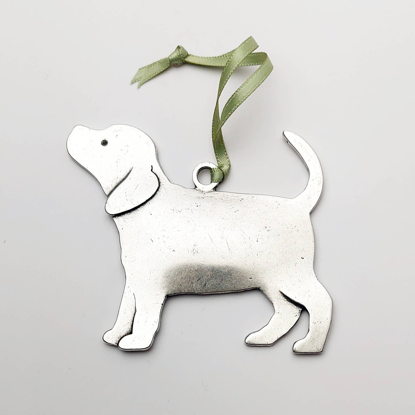 Artist Made Pewter Puppy Holiday Ornament
