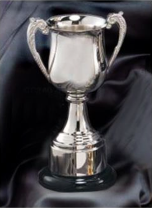 Georgian Cup Nickel Plated Silver Trophy on Wood base