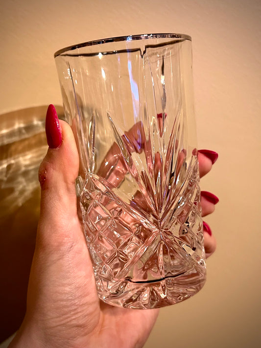 Godinger Dublin Cut Crystal Highball with Platinum Rim