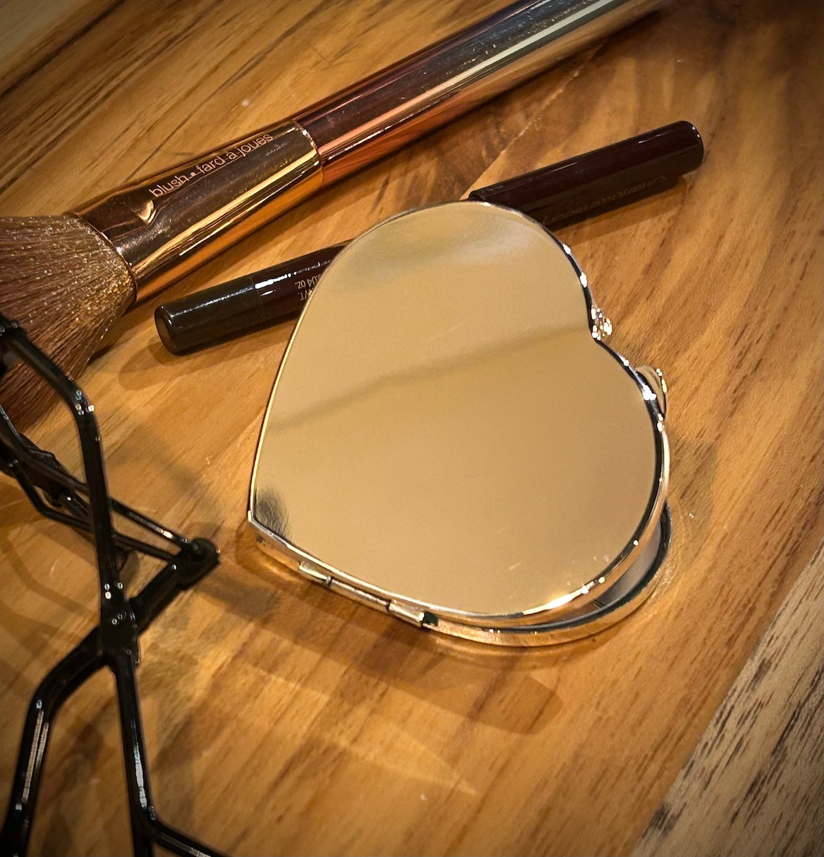 Godinger Heart Shaped Silverplate Compact Mirror