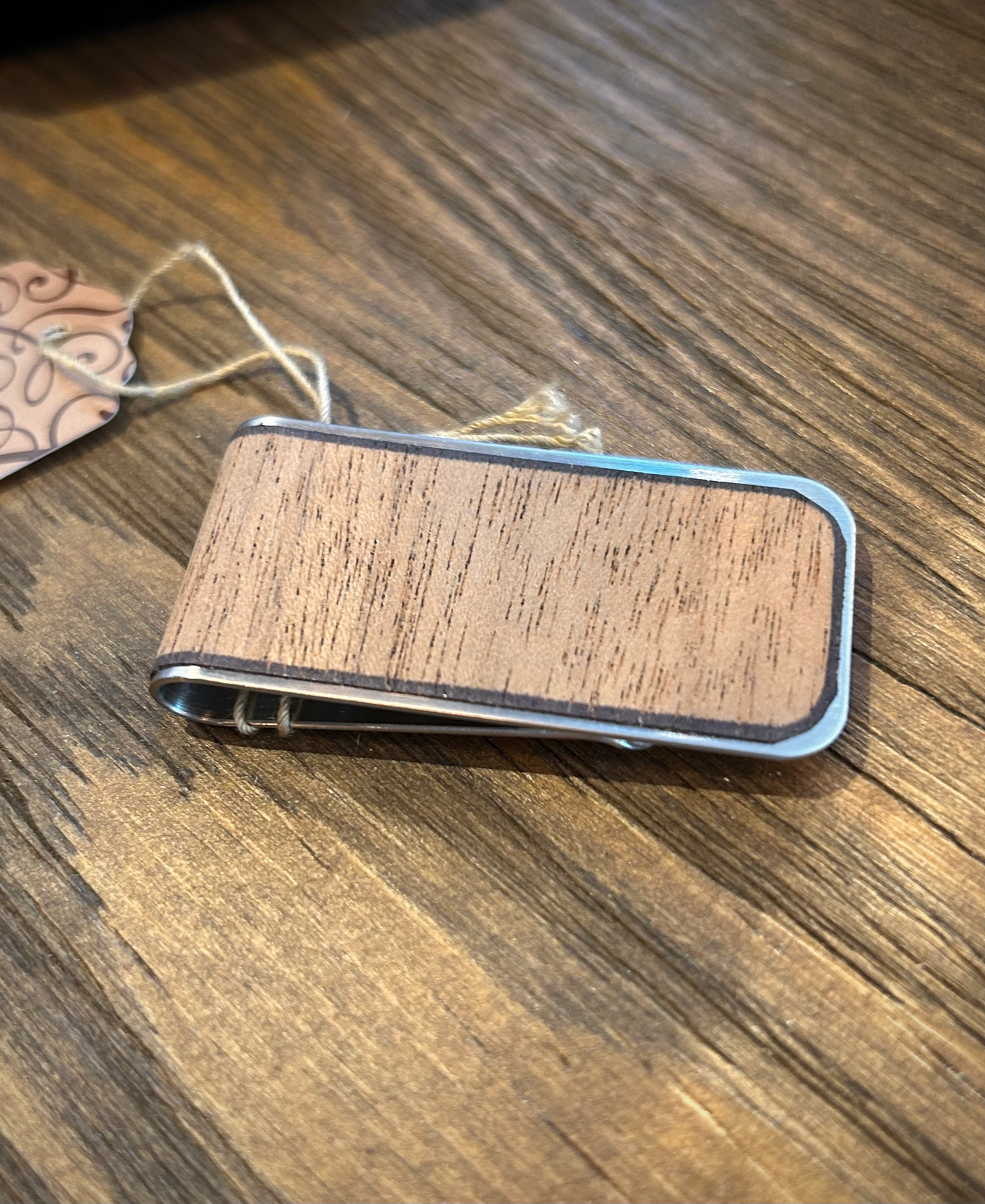 Handmade Light Saple Mahogany Wood Money Clip
