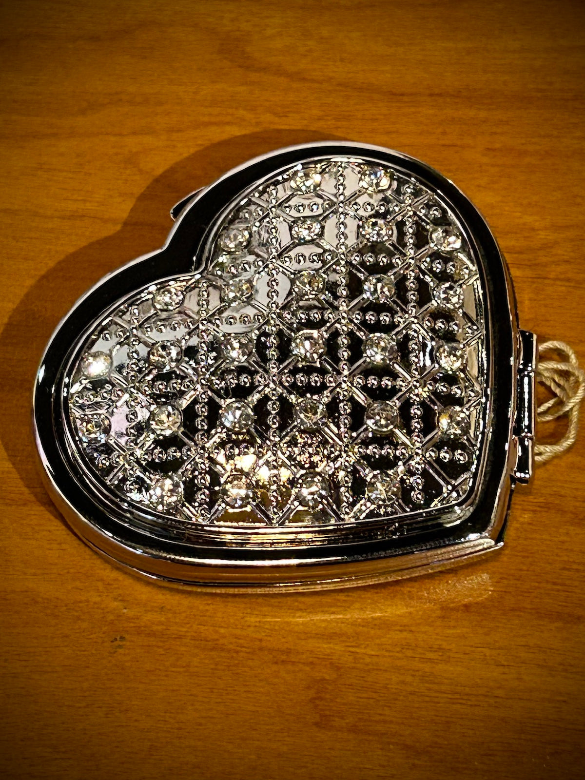 Heart with Crystals Compact Mirror