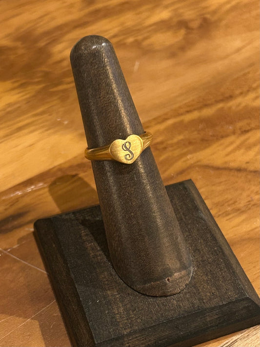 18k Gold PVD Heart Signet Ring