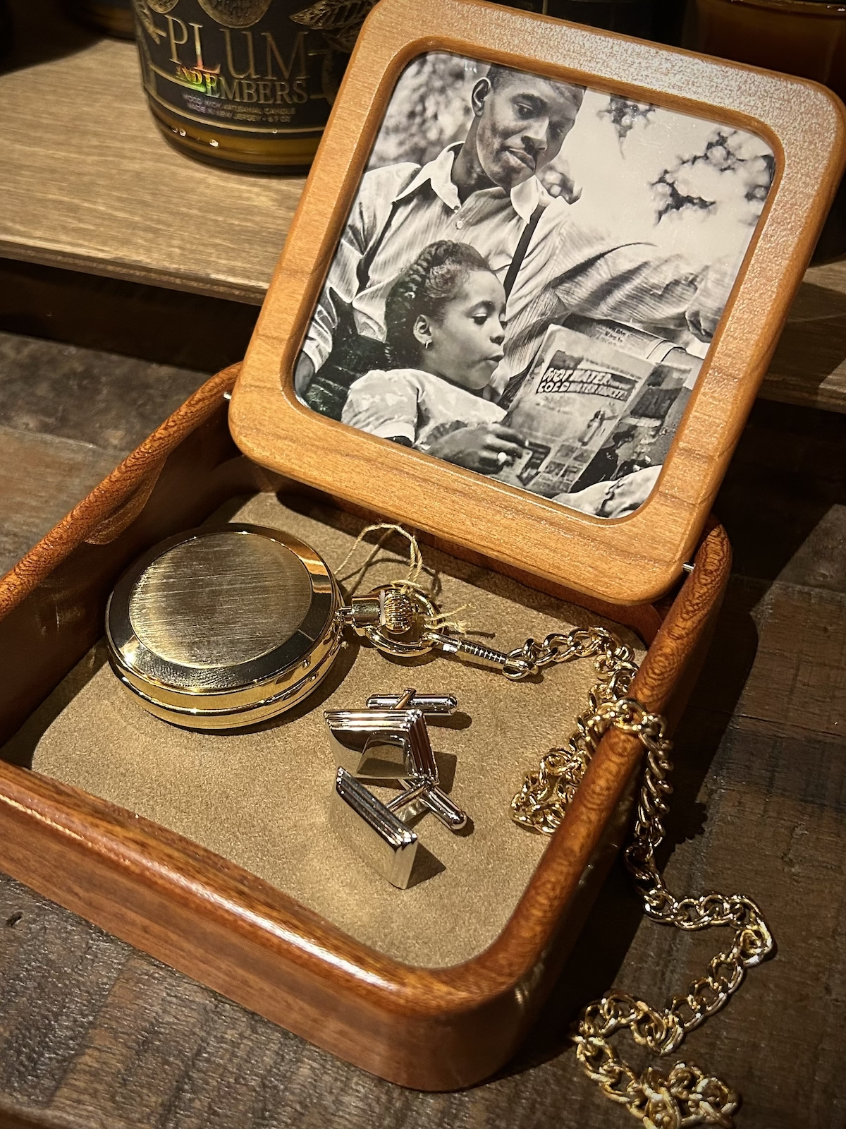 Handmade Wood Flip Top Photo Keepsake Box