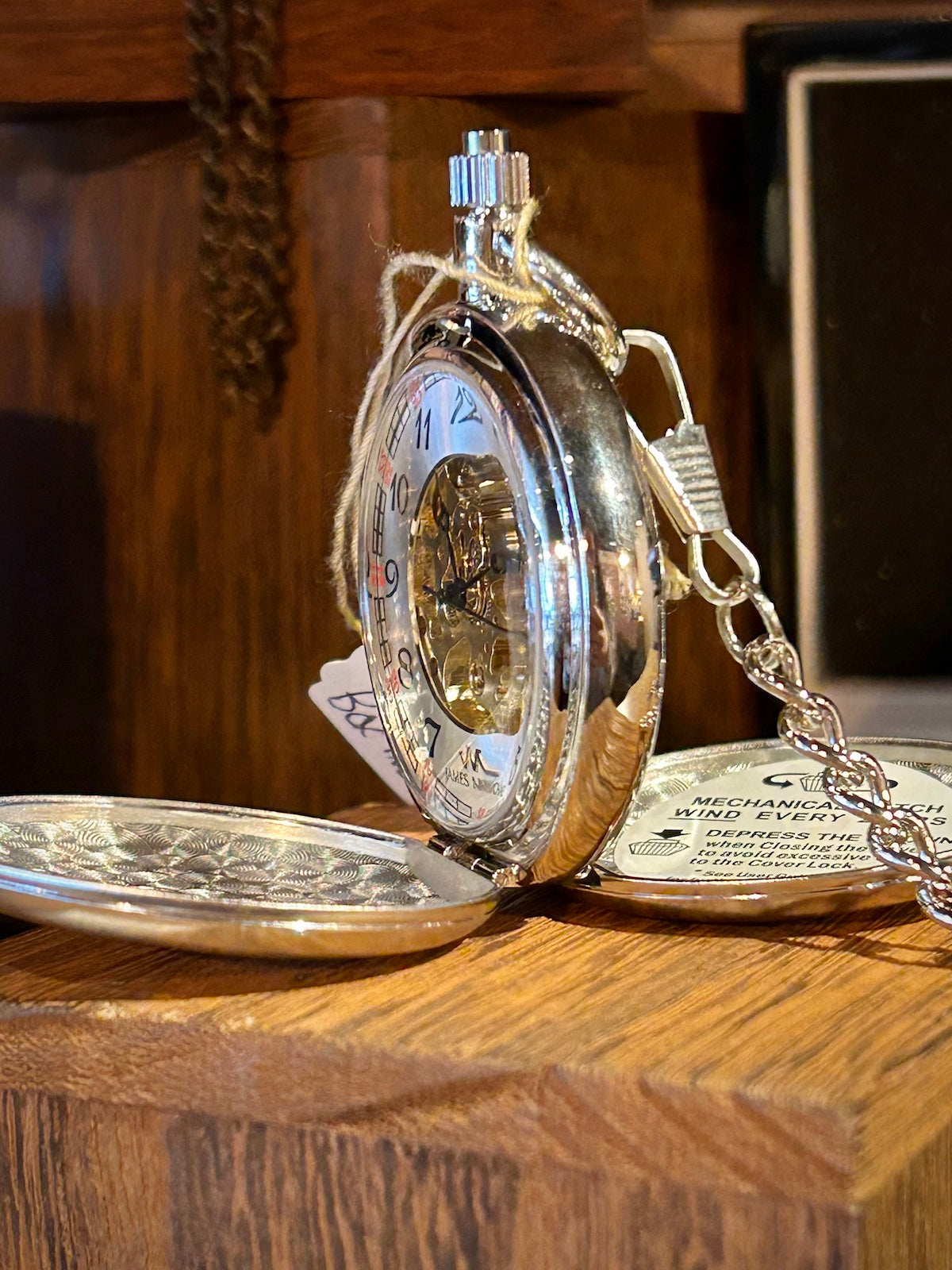 Brushed Silvertone Mechanical Pocket Watch