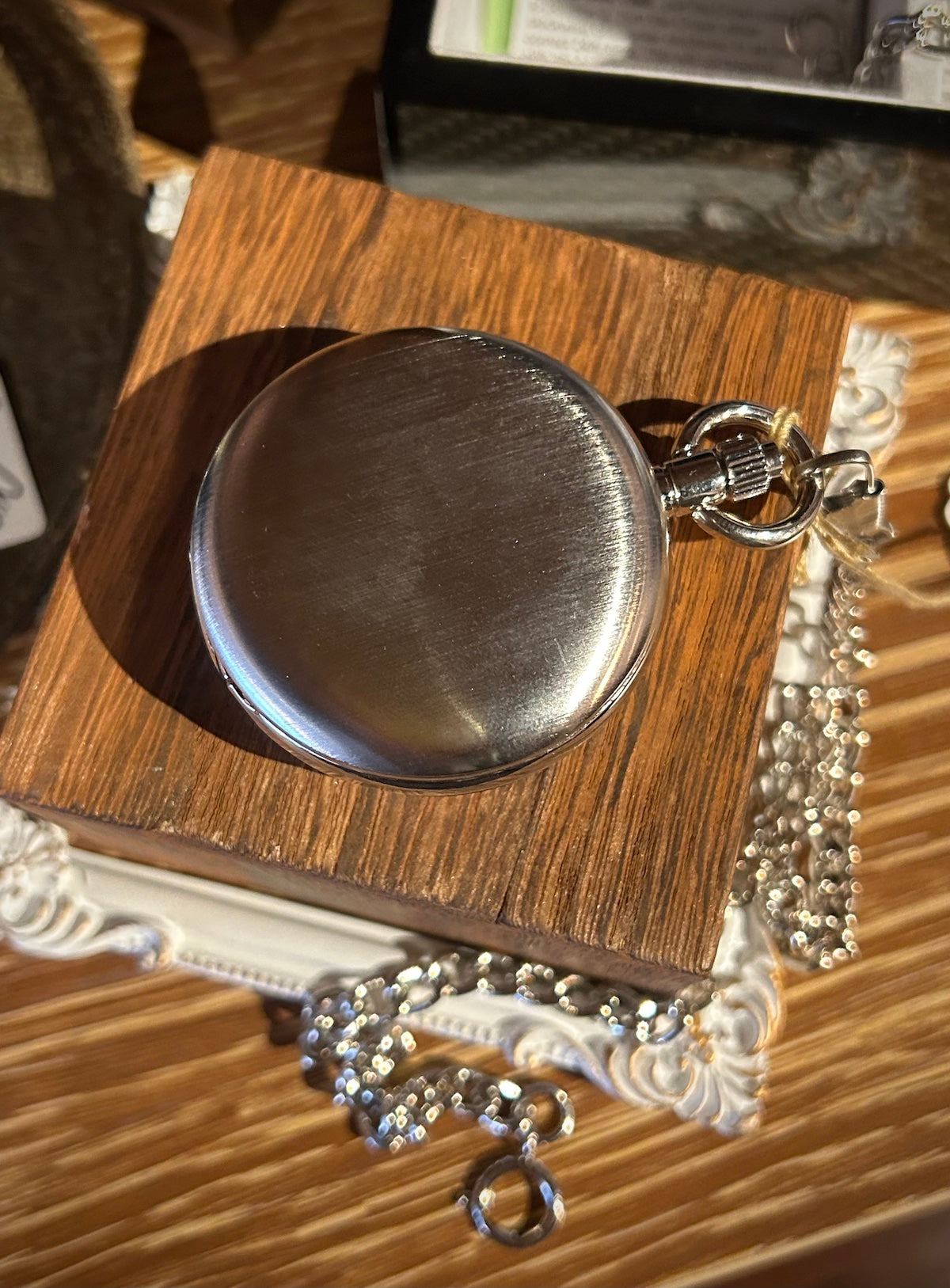 Brushed Silvertone Mechanical Pocket Watch