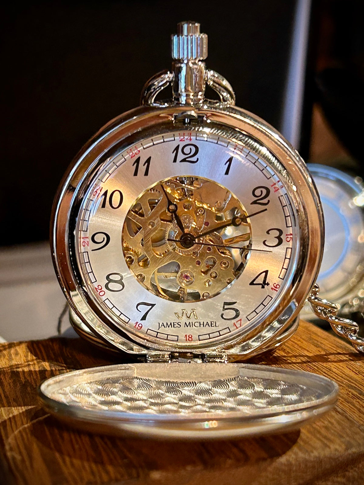 Brushed Silvertone Mechanical Pocket Watch