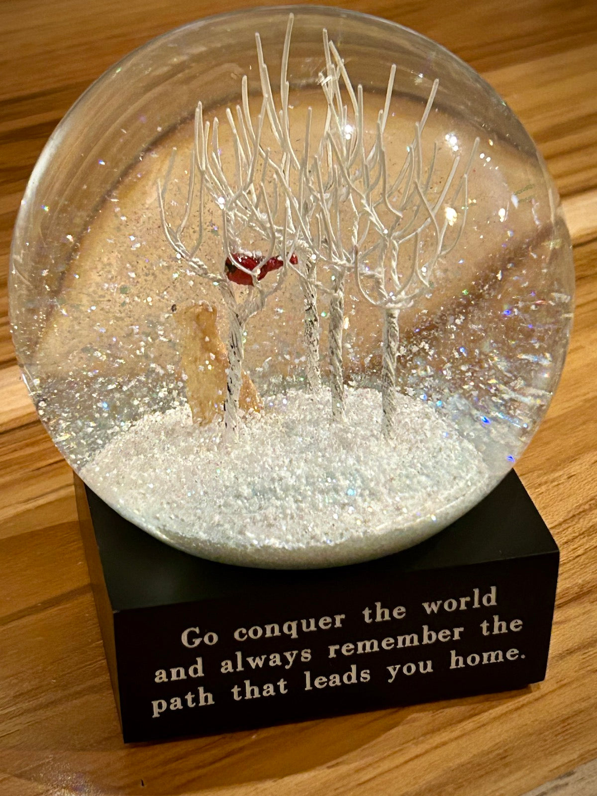 Lab in Winter Woods Snow Globe