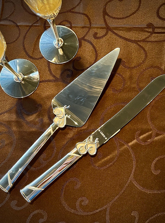Lenox True Love Silver Cake Knife & Server