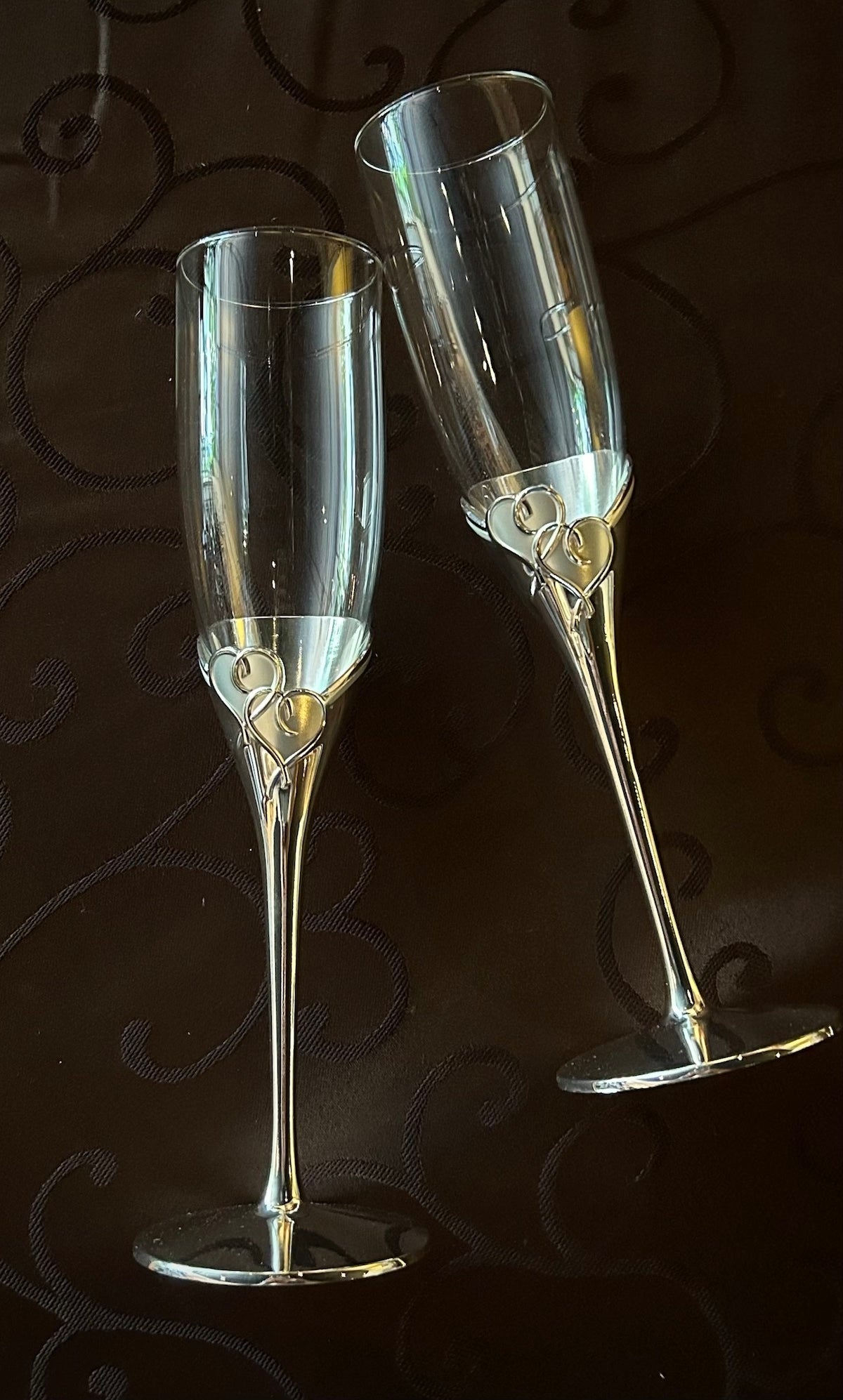 Lenox True Love Silver Champagne Toasting Flutes