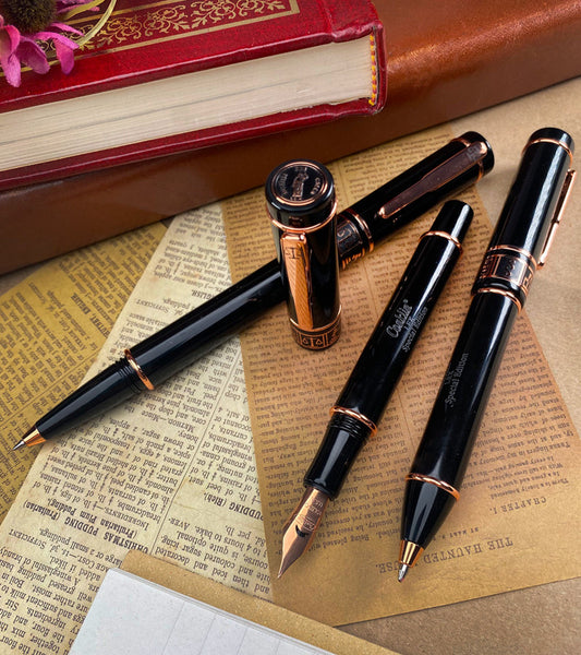 Conklin Lex Black & 18kt Gilded Rose Gold Rollerball Pen
