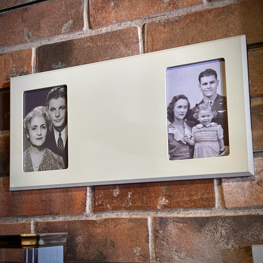 Painted Ivory or Black Long Double Picture Frame