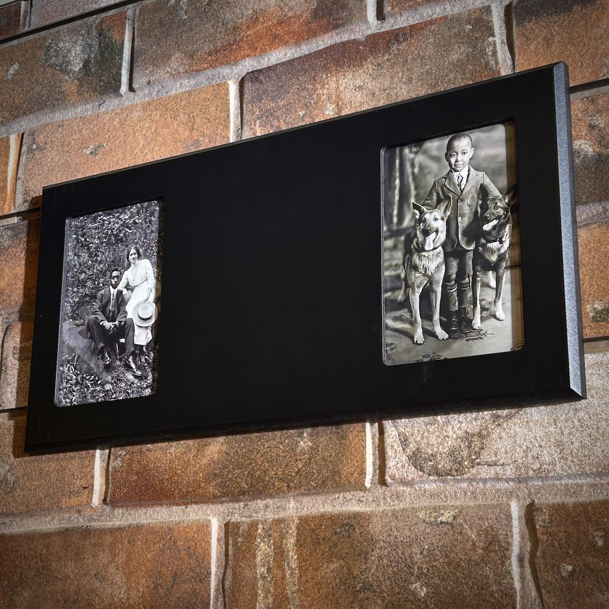 Painted Ivory or Black Long Double Picture Frame