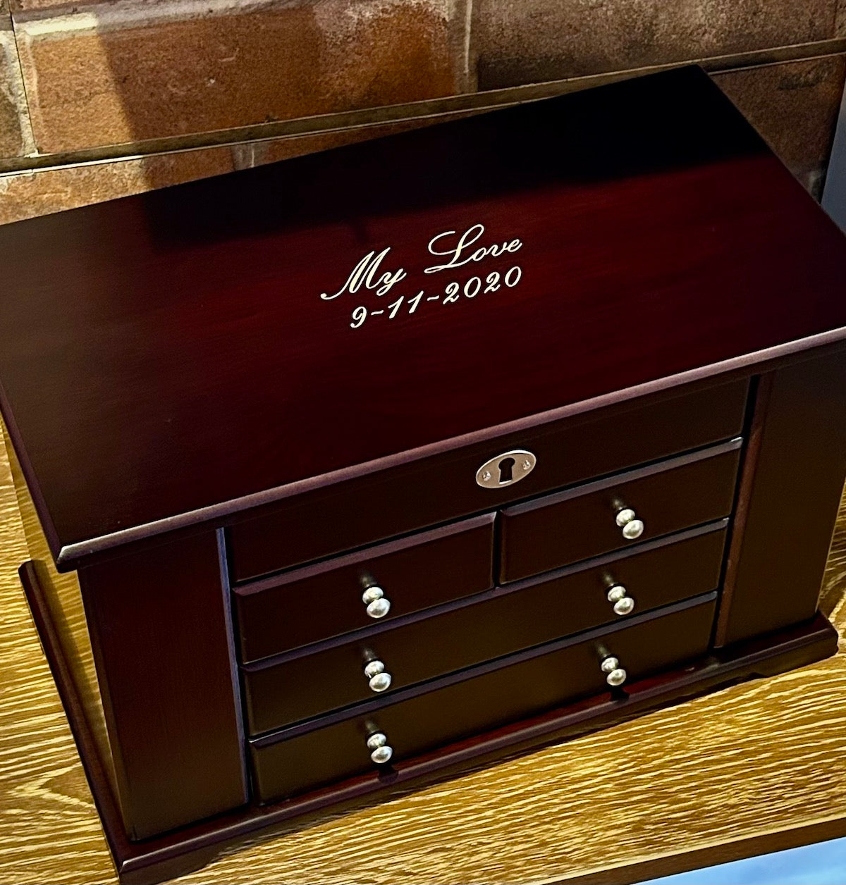 Mele & Co. "Ellington" Dark Mahogany Wooden Jewelry Box