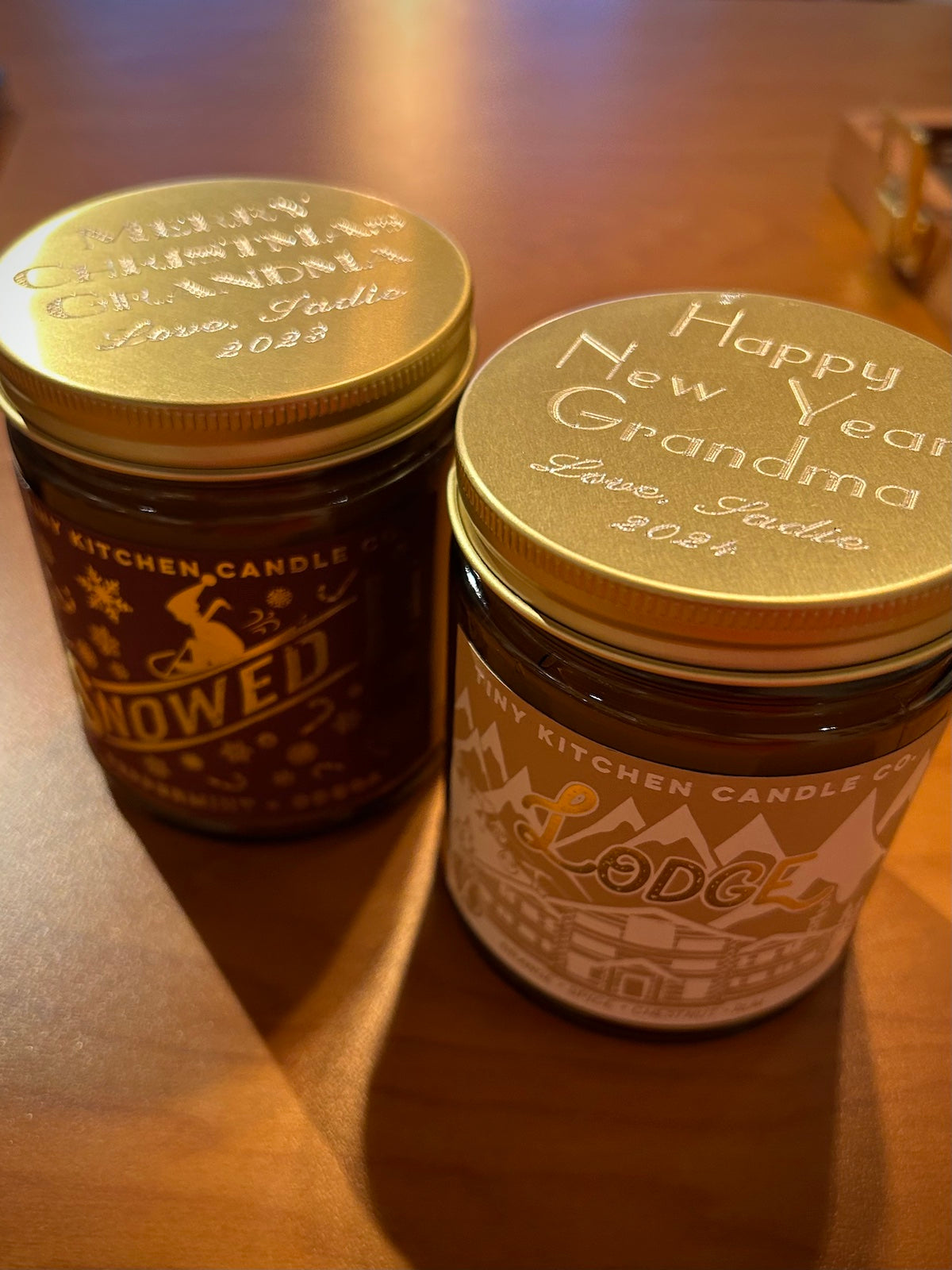 Holiday Handpoured Wood Wick 8 oz. Amber Glass Candles (4 Scents)