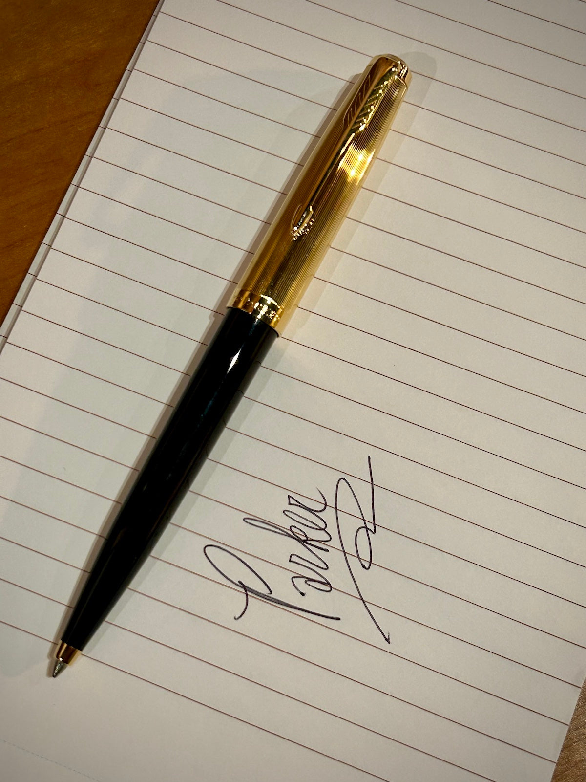 Parker 51 Deluxe Black Barrel with Chiseled Gold Cap Ballpoint Pen