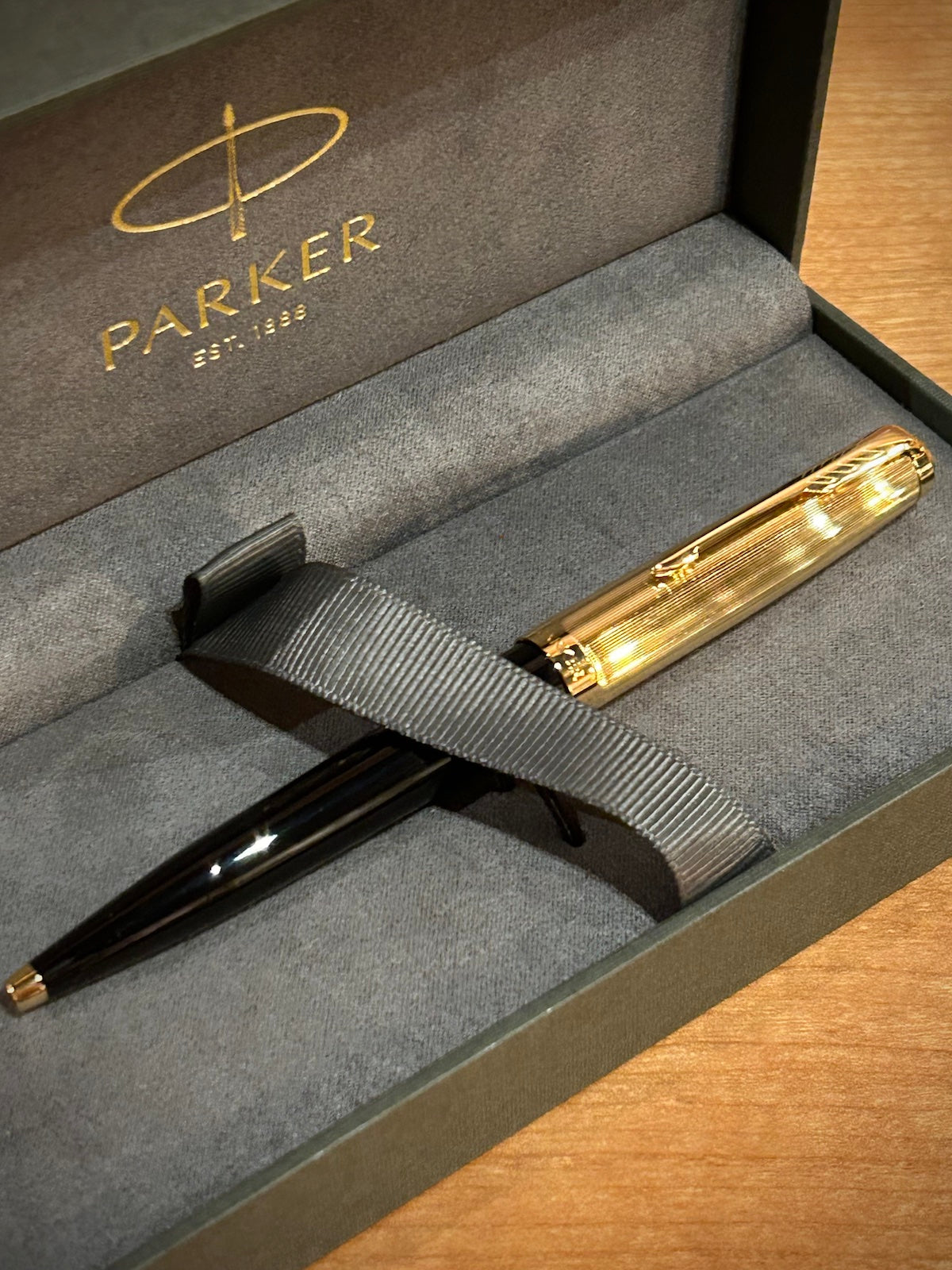 Parker 51 Deluxe Black Barrel with Chiseled Gold Cap Ballpoint Pen