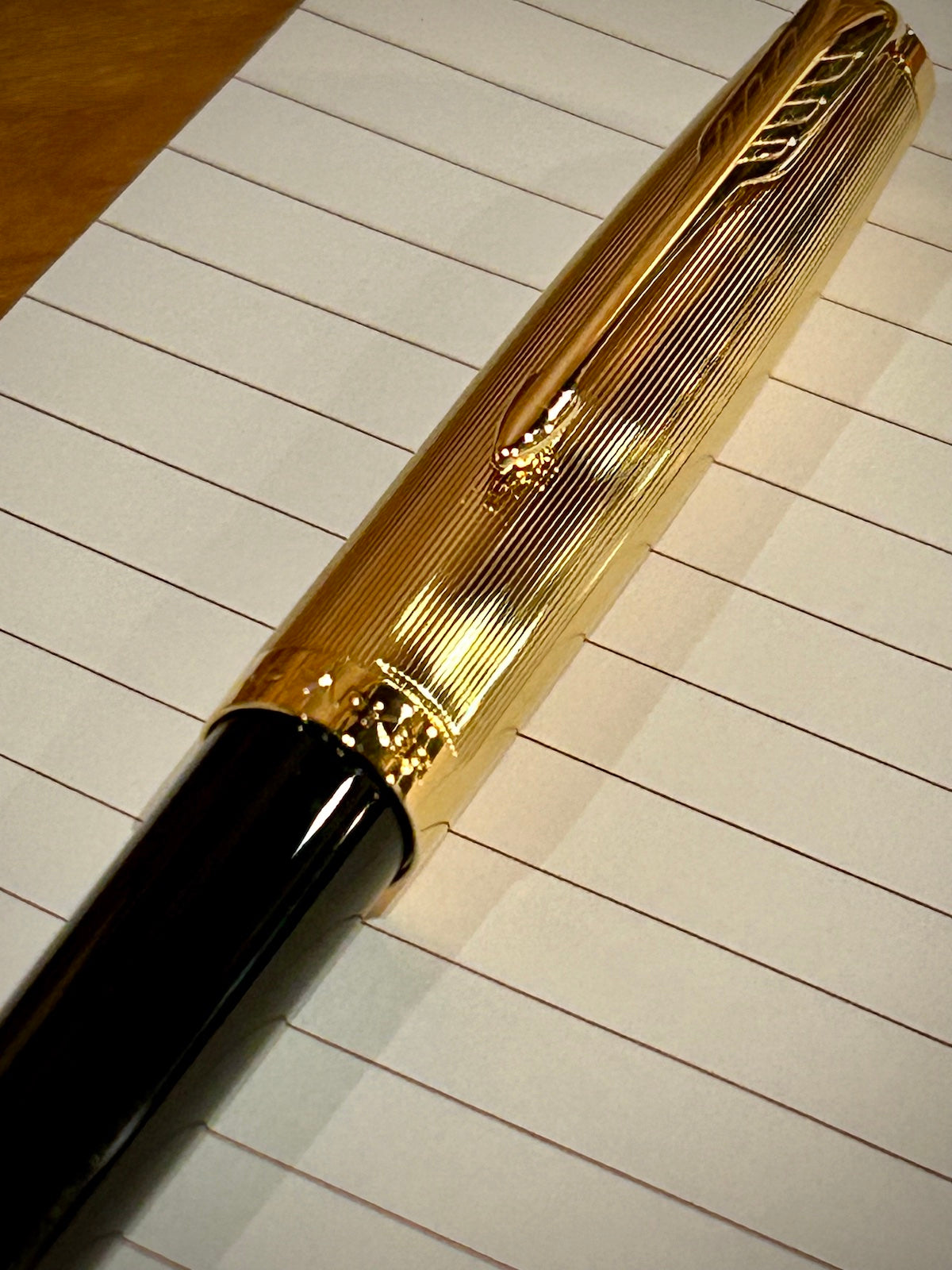 Parker 51 Deluxe Black Barrel with Chiseled Gold Cap Ballpoint Pen