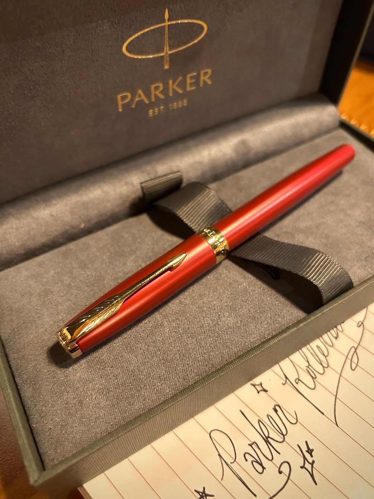 Parker Sonnet Red Lacquer with Gold Trim Rollerball Pen