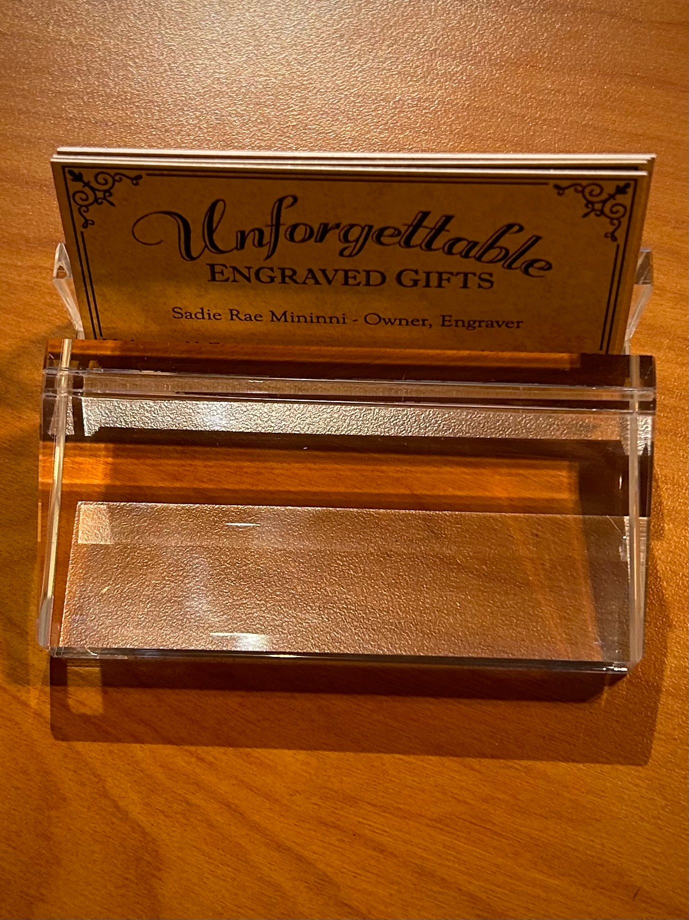 Crystal Desk Business Card Holder