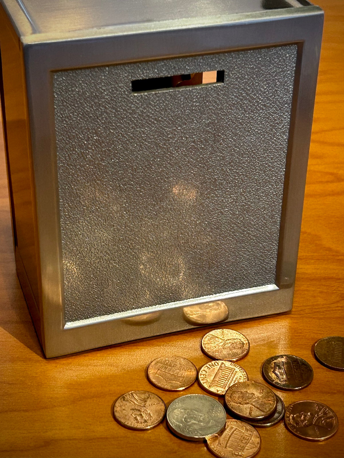 Pewter Finish Locking Vault Bank