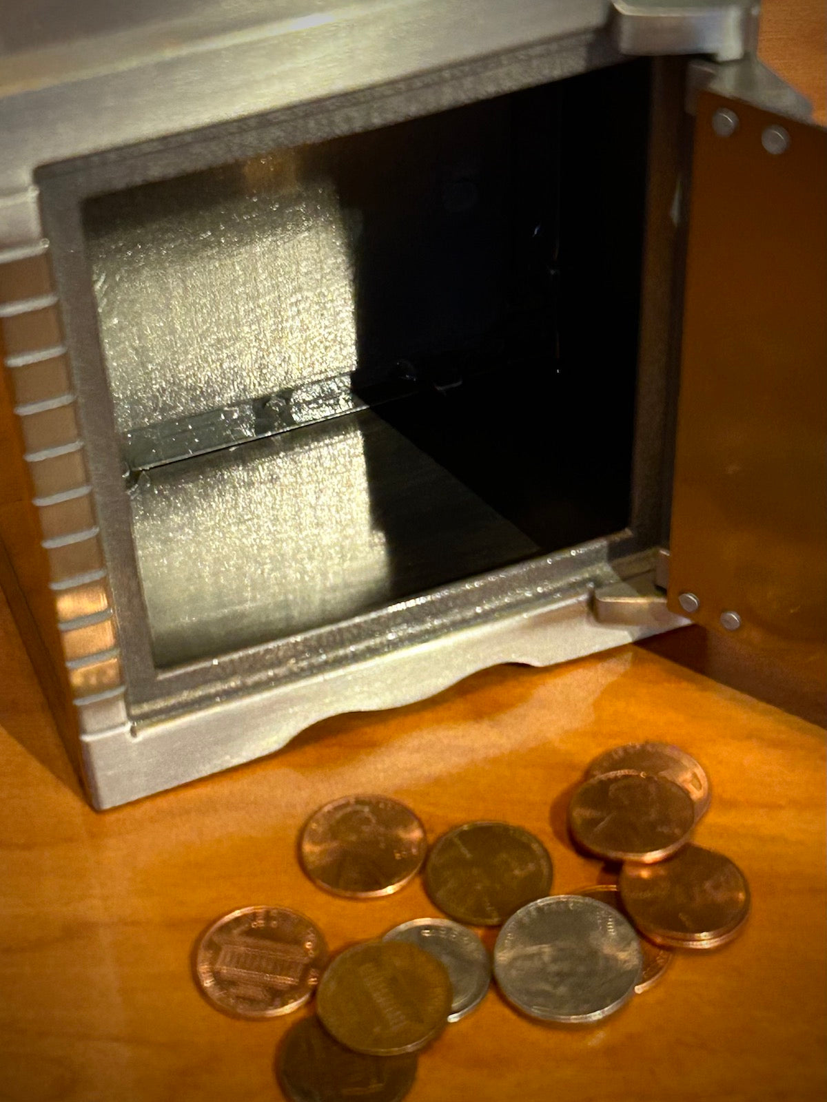 Pewter Finish Locking Vault Bank