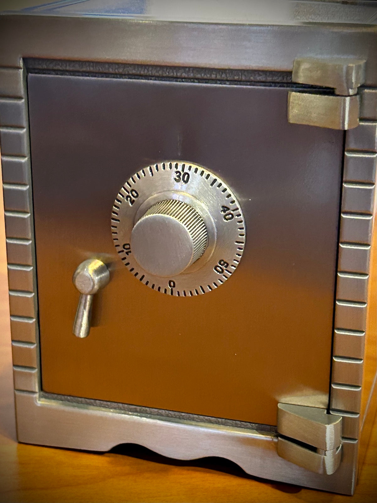 Pewter Finish Locking Vault Bank