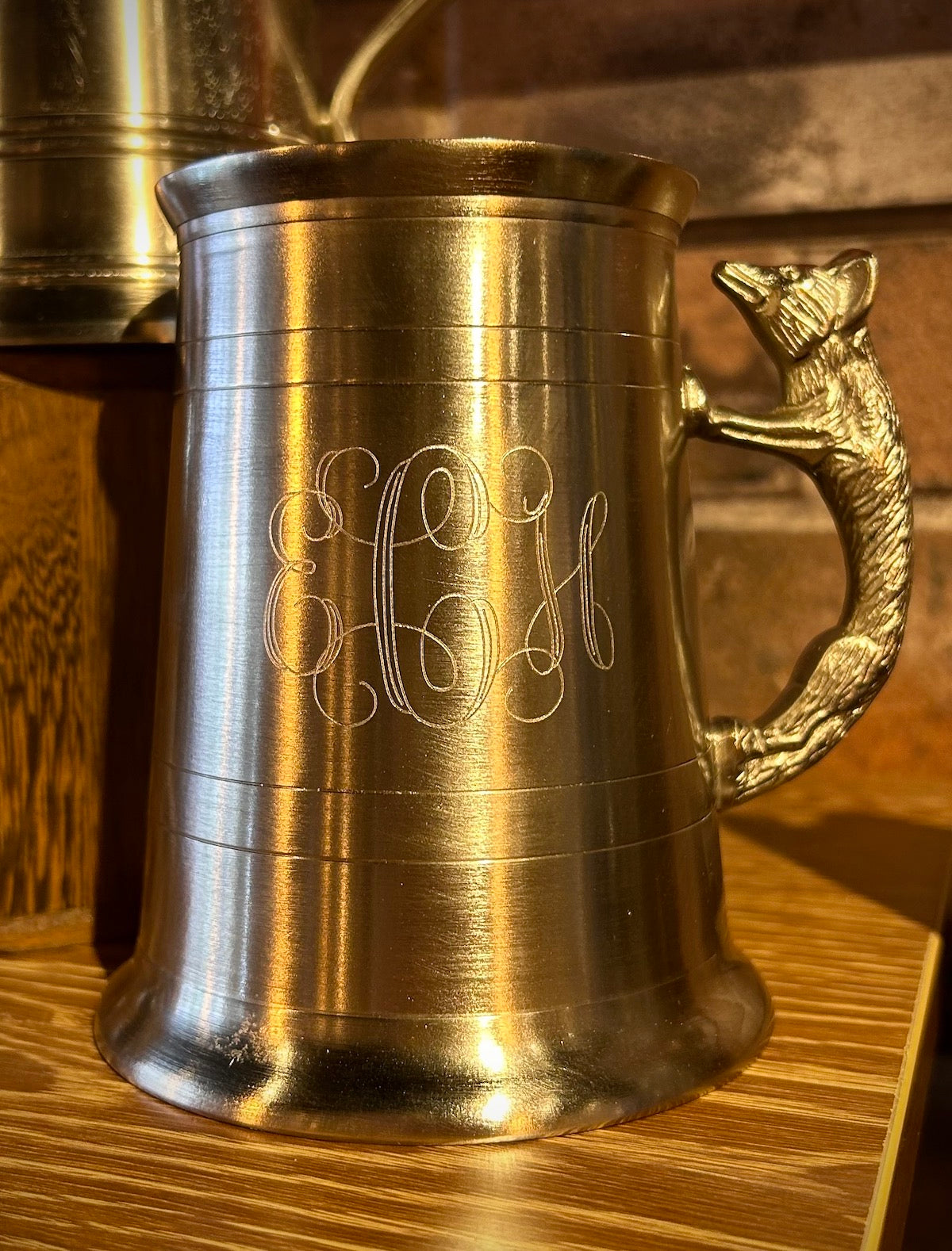 Pewter Tankard Mug with Fox Handle