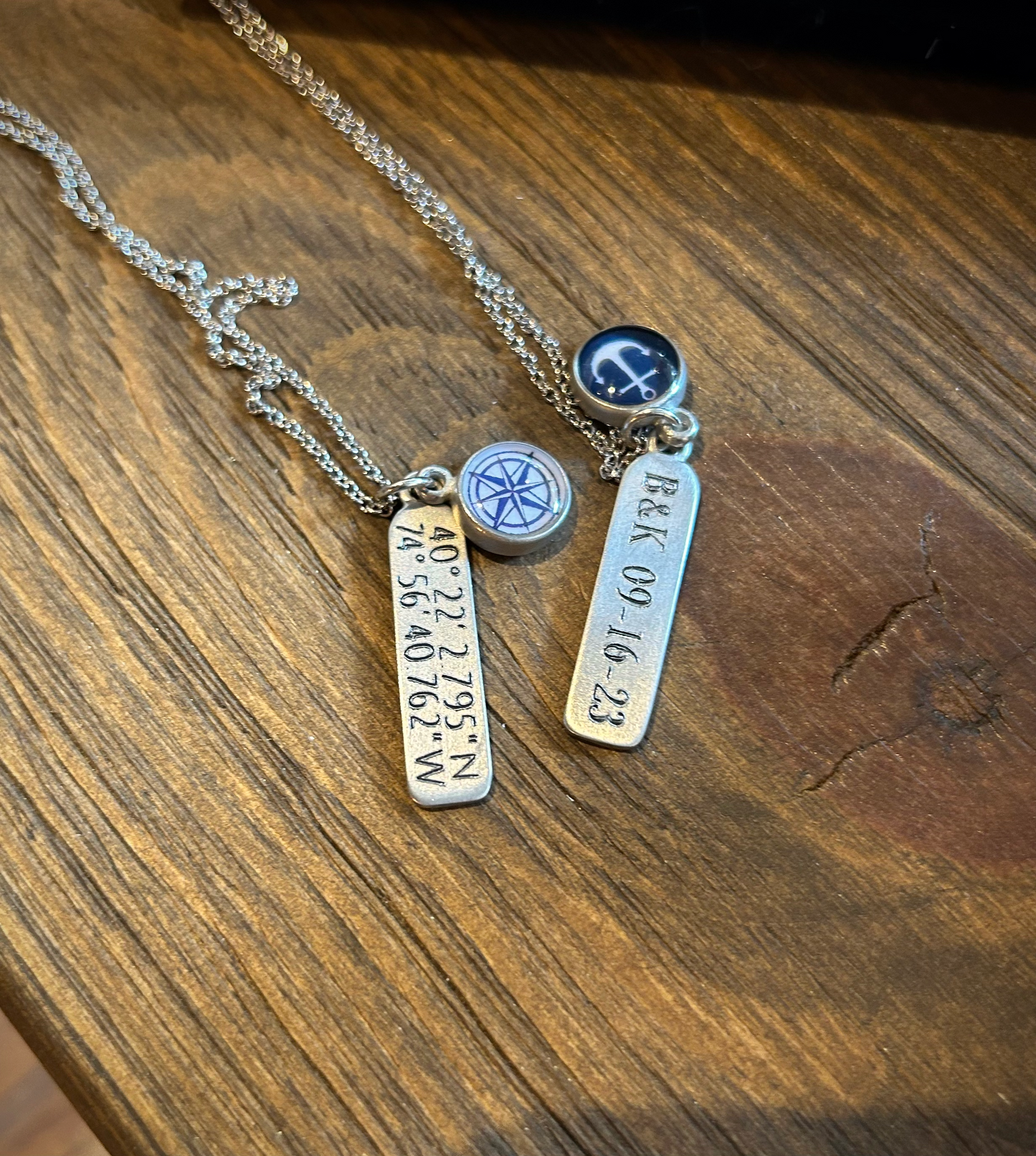 Pewter Vertical Bar Charm Necklace