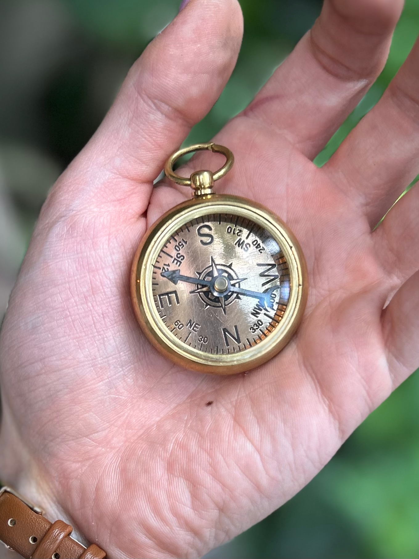 1-5/8" Solid Polished Brass Pocket Compass